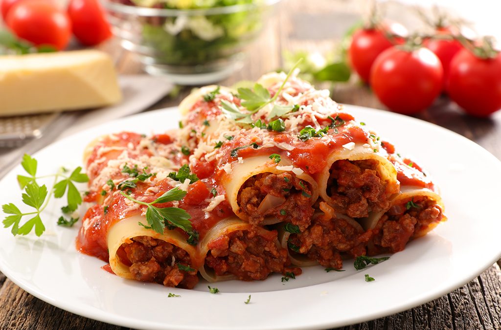 Cannelloni gratinés farci à la bolognaise